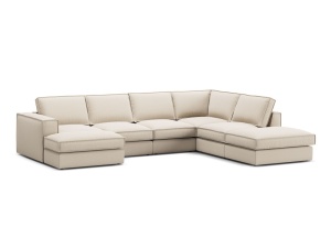Canapea cu colt bej din textil pentru 5 persoane Pola Right Micadoni