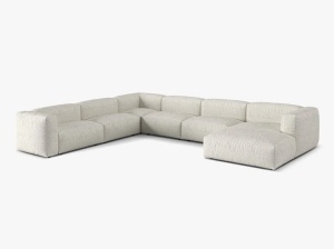 Canapea cu colt bej din textil pentru 6 persoane Martina Boucle Left Micadoni