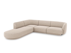 Canapea cu colt bej din textil pentru 6 persoane Miley Eden Chenille Left Micadoni