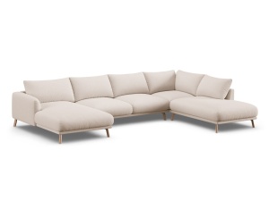 Canapea cu colt bej din textil pentru 6 persoane Naomi Right Micadoni