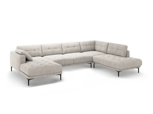 Canapea cu colt bej din textil pentru 7 persoane Bemy Left Right Structural Micadoni