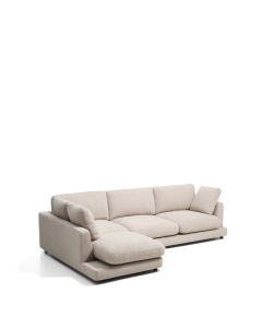 Canapea cu colt crem din textil pentru 4 persoane Gala Left Microboucle Kave Home