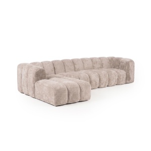 Canapea cu colt din textil bej pentru 3 persoane Gajos Left Quiet Object