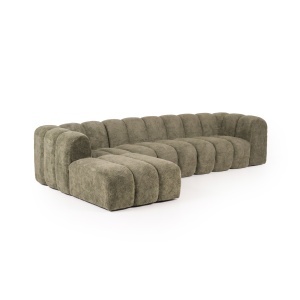 Canapea cu colt din textil verde pentru 3 persoane Gajos Left Quiet Object