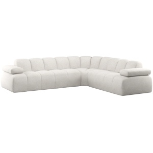 Canapea cu colt ecru din textil 310 cm Mojo Woolly Right Woood