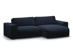Canapea cu colt extensibila albastra din catifea pentru 3 persoane Victor Right Micadoni