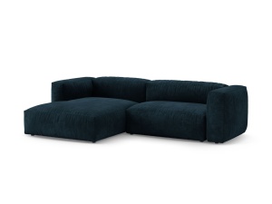 Canapea cu colt extensibila albastru petrol din catifea pentru 4 persoane Martina Left Micadoni