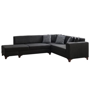 Canapea cu colt extensibila gri antracit din textil 285 cm West Left The Home Collection