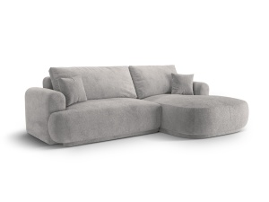 Canapea cu colt extensibila gri din textil pentru 5 persoane Ella Right Micadoni