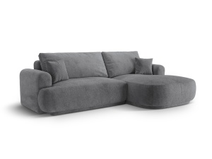 Canapea cu colt extensibila gri inchis din textil pentru 5 persoane Ella Right Micadoni