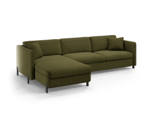 Canapea cu colt extensibila verde din textil pentru 5 persoane Gloria Left Micadoni