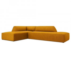 Canapea cu colt galbena din textil pentru 4 persoane Ruby Corduroy M Left Micadoni