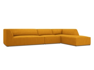 Canapea cu colt galbena din textil pentru 5 persoane Ruby Right Corduroy Micadoni