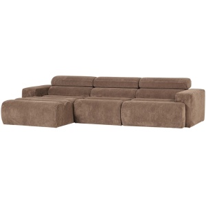 Canapea cu colt grej din textil 300 cm Novi Rib Left Woood
