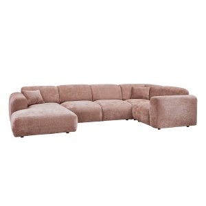 Canapea cu colt grej/roz din textil 345 cm Cloud Right Chenille Woood