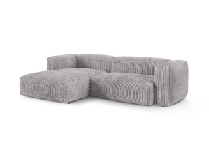 Canapea cu colt gri deschis din textil pentru 2 persoane Martina Tilia Corduroy XL Left Micadoni
