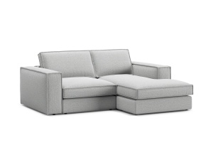 Canapea cu colt gri deschis din textil pentru 2 persoane Pola Right Micadoni