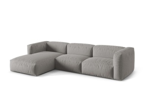 Canapea cu colt gri deschis din textil pentru 3 persoane Martina Left Micadoni