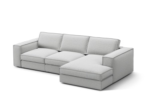 Canapea cu colt gri deschis din textil pentru 3 persoane Pola Right Micadoni