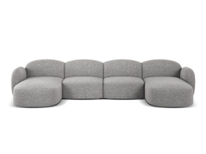 Canapea cu colt gri deschis din textil pentru 6 persoane Blair Eden Panoramic Micadoni