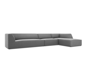 Canapea cu colt gri din catifea pentru 5 persoane Ruby Right Micadoni