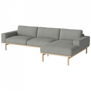 Canapea cu colt gri din poliester si lemn 300 cm Elton Right Bolia