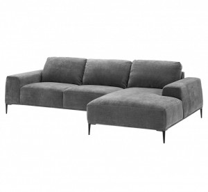 Canapea cu colt gri din poliester si metal 285 cm Montado Lounge Right Eichholtz