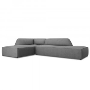 Canapea cu colt gri din textil pentru 4 persoane Ruby Left Micadoni
