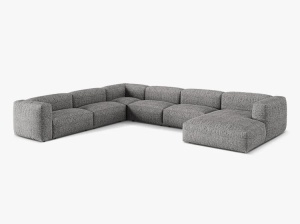 Canapea cu colt gri grafit din textil pentru 6 persoane Martina Boucle Left Micadoni