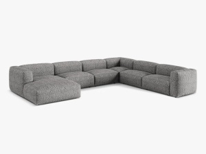 Canapea cu colt gri grafit din textil pentru 6 persoane Martina Boucle Right Micadoni