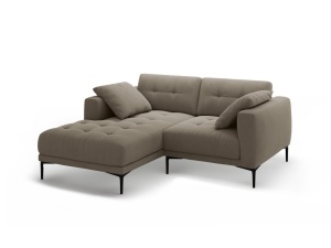 Canapea cu colt gri maroniu din catifea pentru 2 persoane Bemy Left Velvet Micadoni