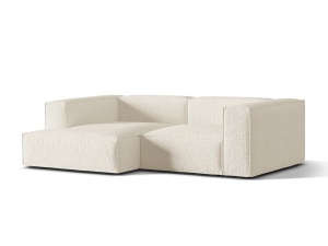 Canapea cu colt ivorie din textil pentru 3 persoane Nuria Left Boucle Micadoni