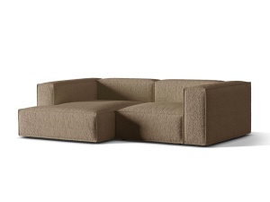 Canapea cu colt maro cappuccino din textil pentru 3 persoane Nuria Left Boucle Micadoni