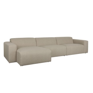 Canapea cu colt maro cappuccino din textil pentru 4.5 persoane Milka Left Zuiver