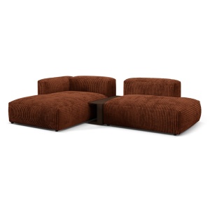 Canapea cu colt maro caramiziu din textil pentru 2 persoane Martina Corduroy Left Micadoni