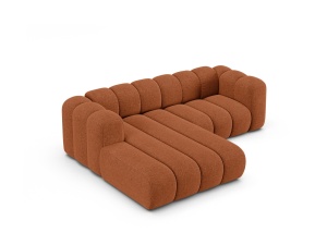 Canapea cu colt maro caramiziu din textil pentru 3 persoane Lupine Chenille Left Micadoni