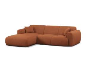 Canapea cu colt maro caramiziu din textil pentru 4 persoane Molino Eden Left Micadoni