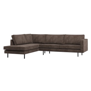Canapea cu colt maro din textil 266 cm Rodeo Rib Left Woood
