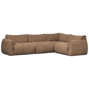 Canapea cu colt maro din textil 301 cm Baggy Chenille Right Woood