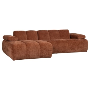 Canapea cu colt maro ruginiu din textil 284 cm Mojo Rib Left Woood