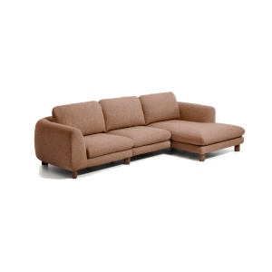 Canapea cu colt maro teracota din textil pentru 4 persoane Vera Right Lounge Kave Home