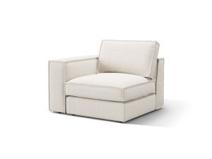 Canapea cu colt modulara alba din textil pentru 1 persoana Pola Left Micadoni