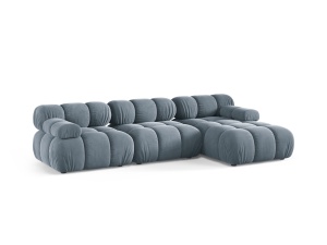 Canapea cu colt modulara albastru deschis din catifea pentru 4 persoane Bellis 155 Right Micadoni