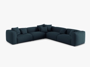 Canapea cu colt modulara albastru jeans din textil pentru 5 persoane Martina Micadoni