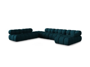 Canapea cu colt modulara albastru navy din textil pentru 7 persoane Bellis Left 3D Micadoni