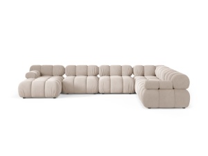 Canapea cu colt modulara bej deschis din catifea pentru 8 persoane Bellis Panoramic Right Micadoni