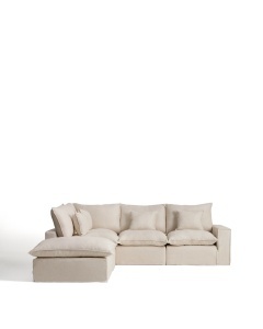 Canapea cu colt modulara bej din textil pentru 4 persoane Anarela 307 Left Kave Home