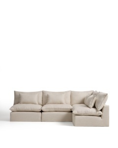 Canapea cu colt modulara bej din textil pentru 6 persoane Anarela 327 Right Kave Home