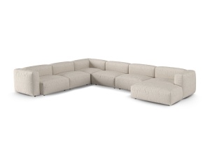 Canapea cu colt modulara bej din textil pentru 6 persoane Martina Monet Boucle Left XL Micadoni
