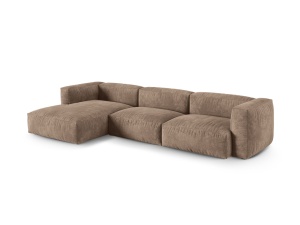 Canapea cu colt modulara bej inchis din catifea pentru 3 persoane Martina XL Left Micadoni